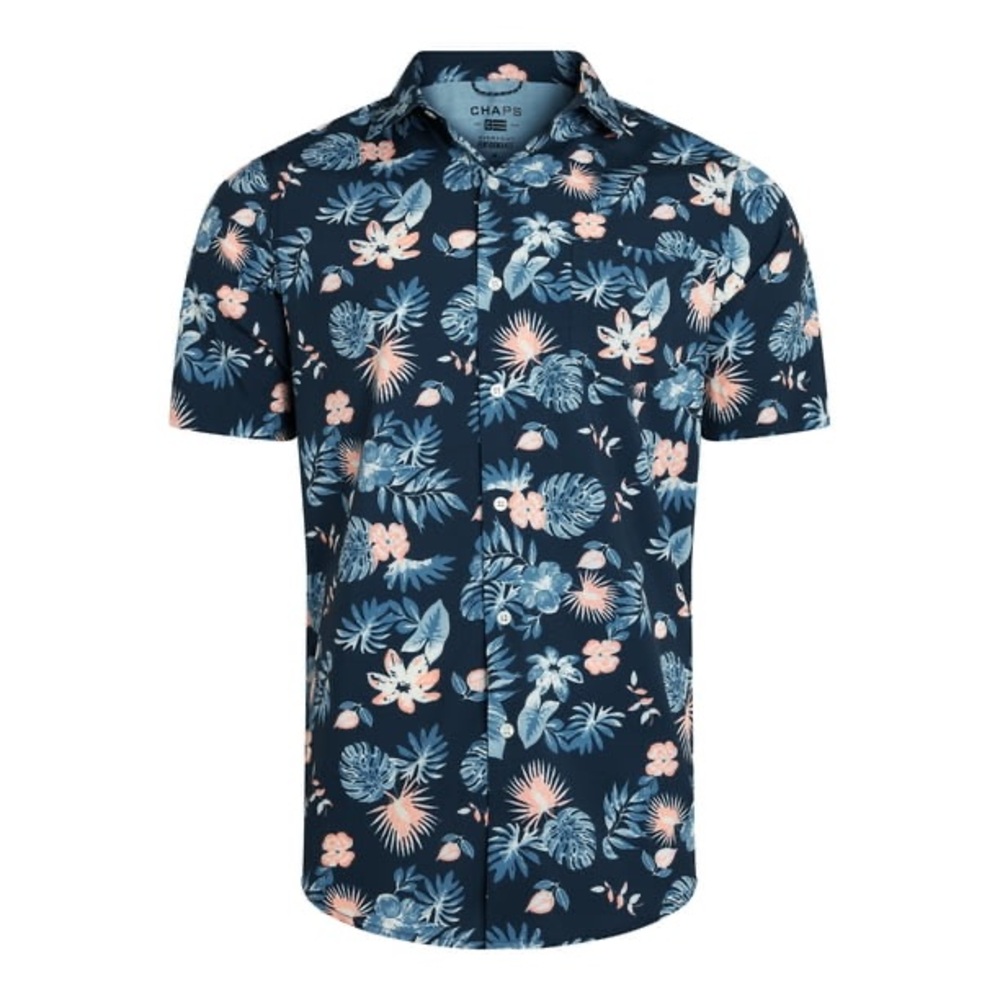 Chaps Blue and Pink Casual Button Down Shirt